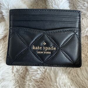 Kate Spade New York Black Quilted Leather Card Holder Wallet